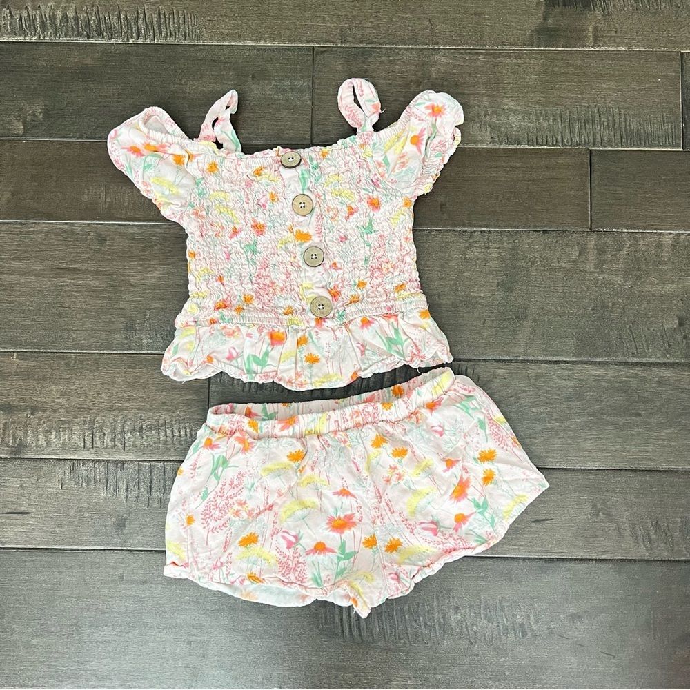 Vince Camuto Colorful Floral Set 6X Crop Top Shorts Summer Outfit Girls